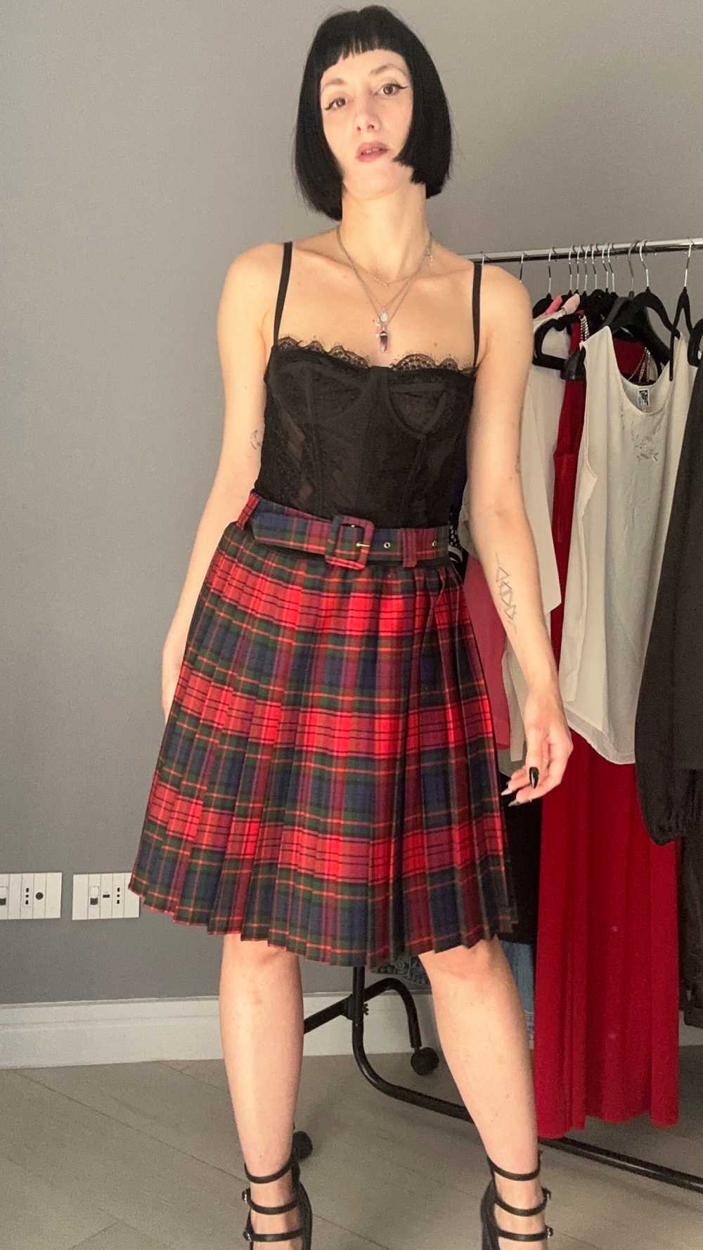Gonna tartan con cintura