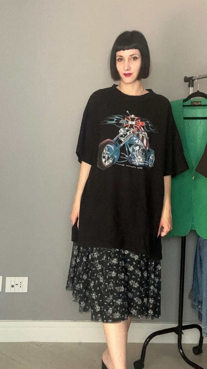 Floral tulle black skirt