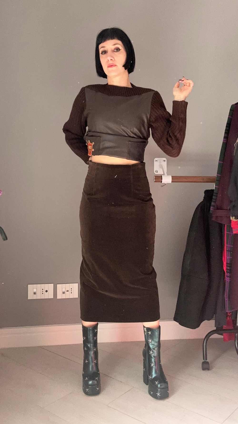 Gonna velluto marrone