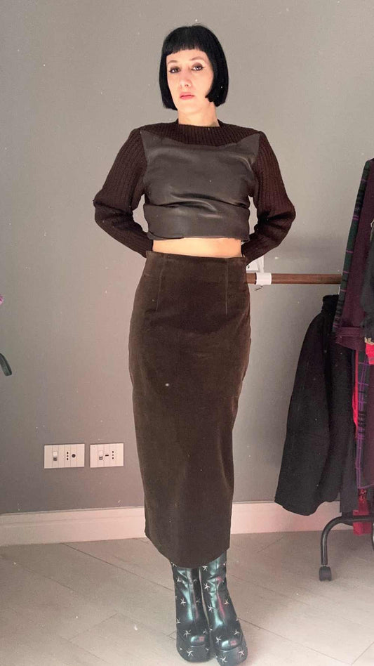 Gonna velluto marrone