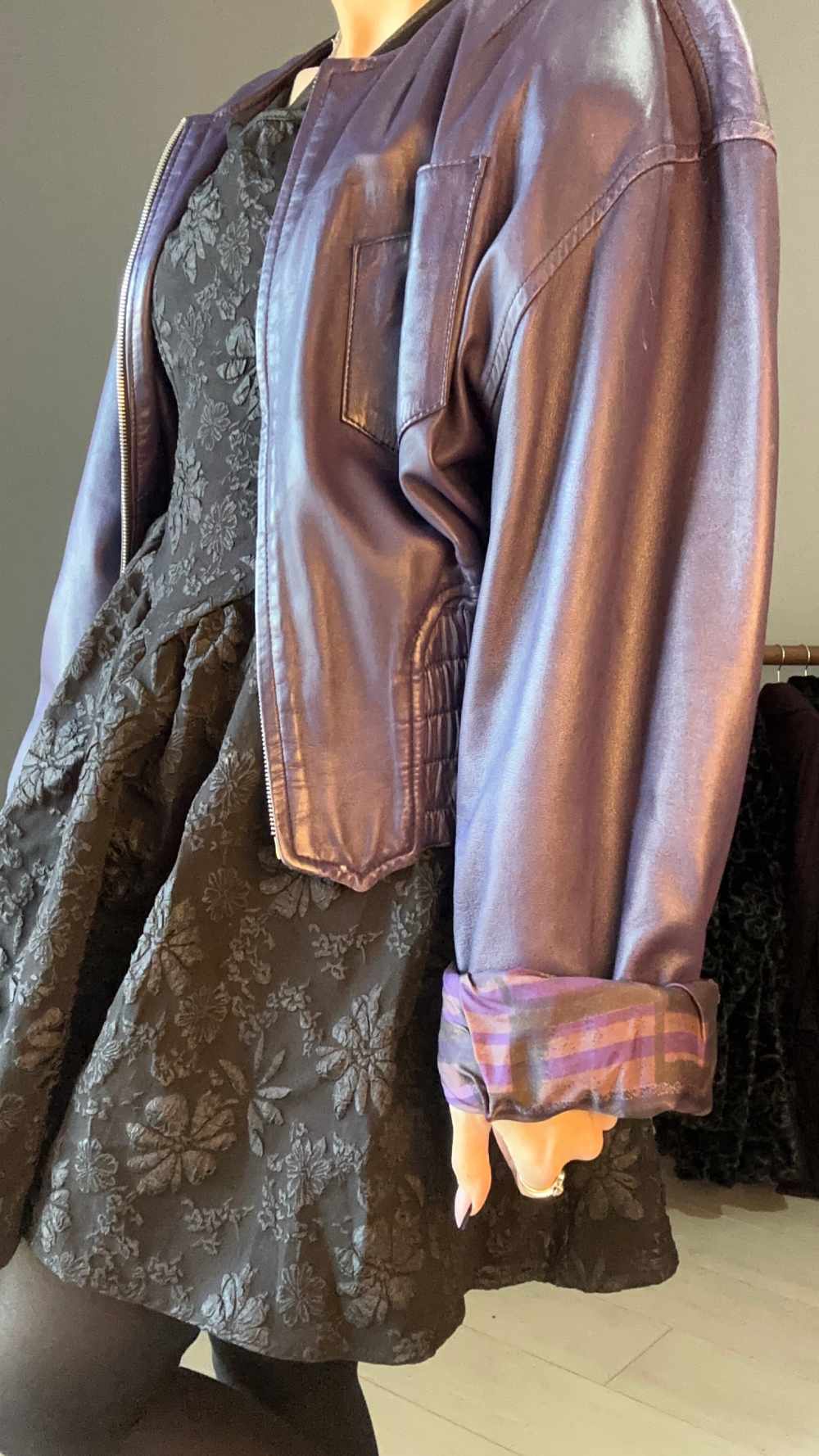 Giacca di pelle viola