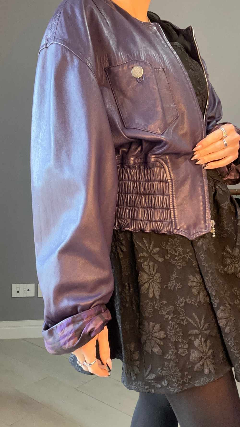 Giacca di pelle viola