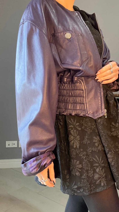 Giacca di pelle viola