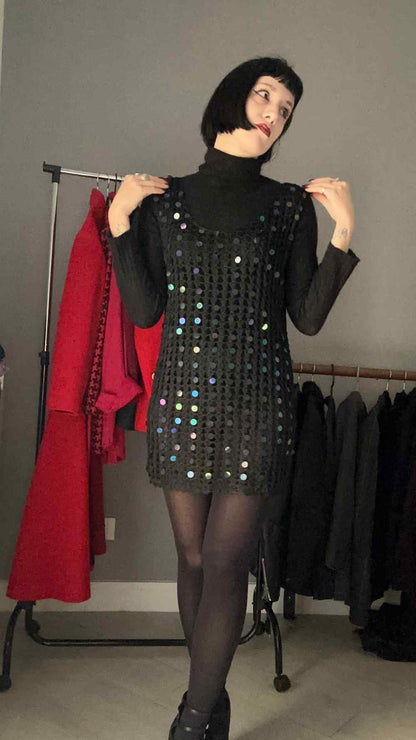 Mini abito rete con paillettes