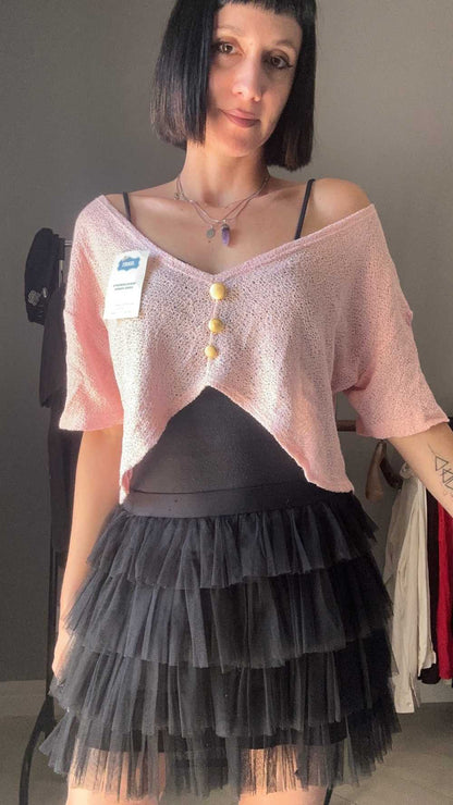 Maglia crop rosa