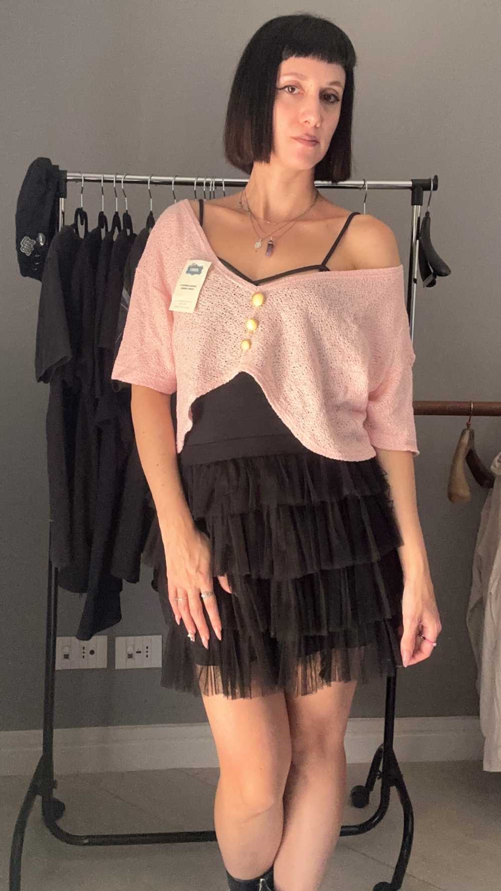 Maglia crop rosa