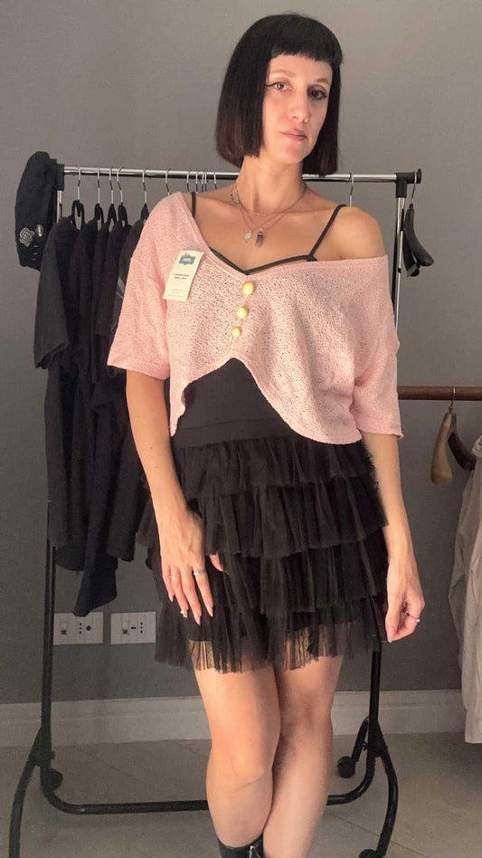 Maglia crop rosa