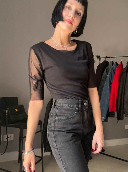 Black mesh T-shirt