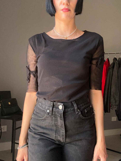 Black mesh T-shirt