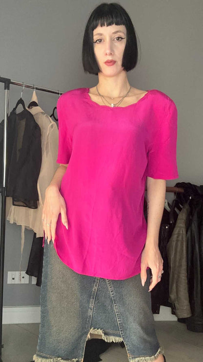 Maglieta fucsia in seta
