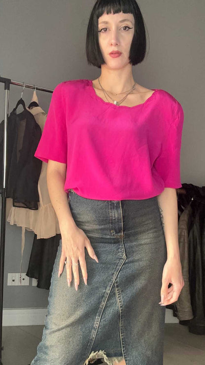 Maglieta fucsia in seta