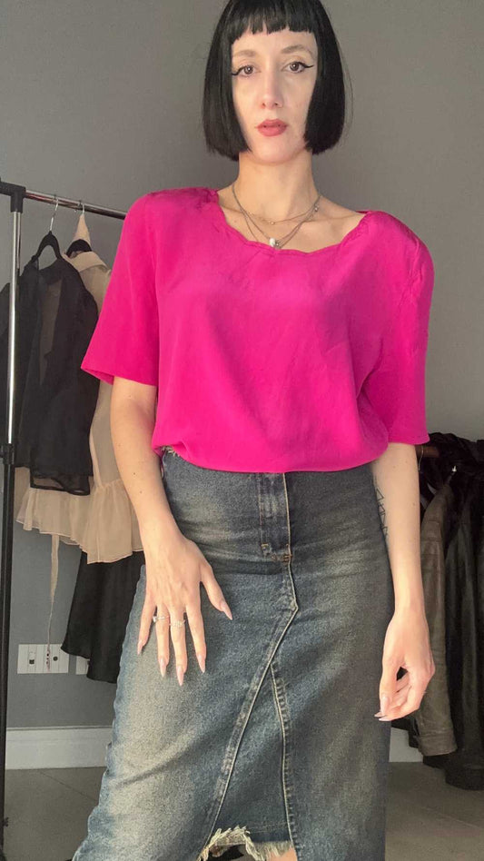 Maglieta fucsia in seta