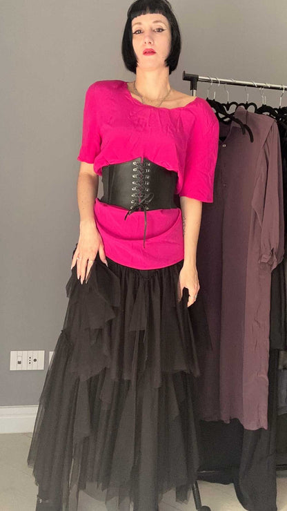 Maglieta fucsia in seta
