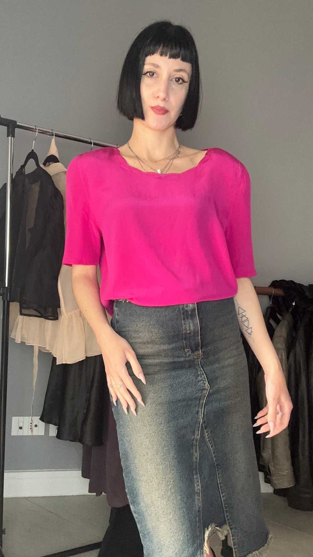 Maglieta fucsia in seta