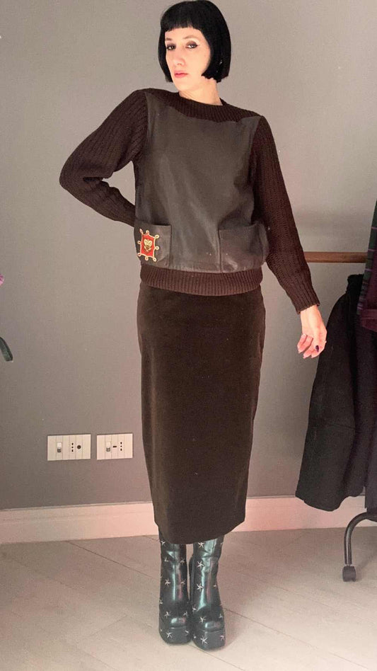 Maglione lana e pelle