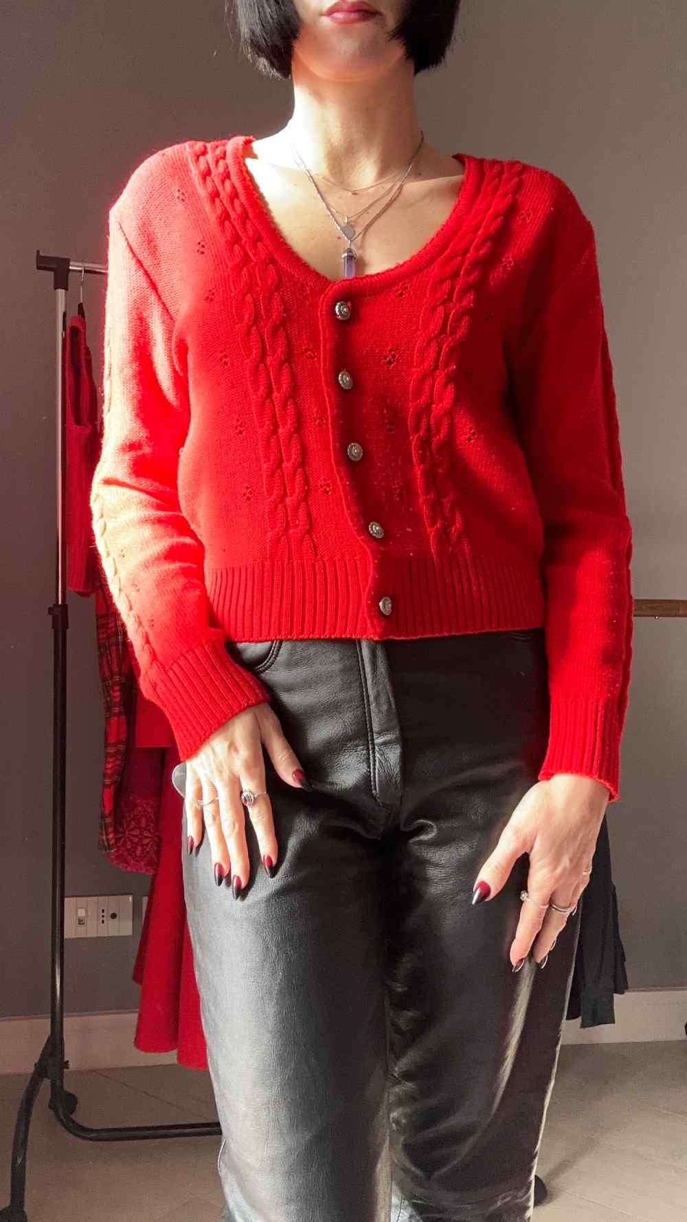 Cardigan rosso crop