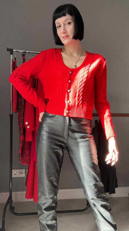Cardigan rosso crop