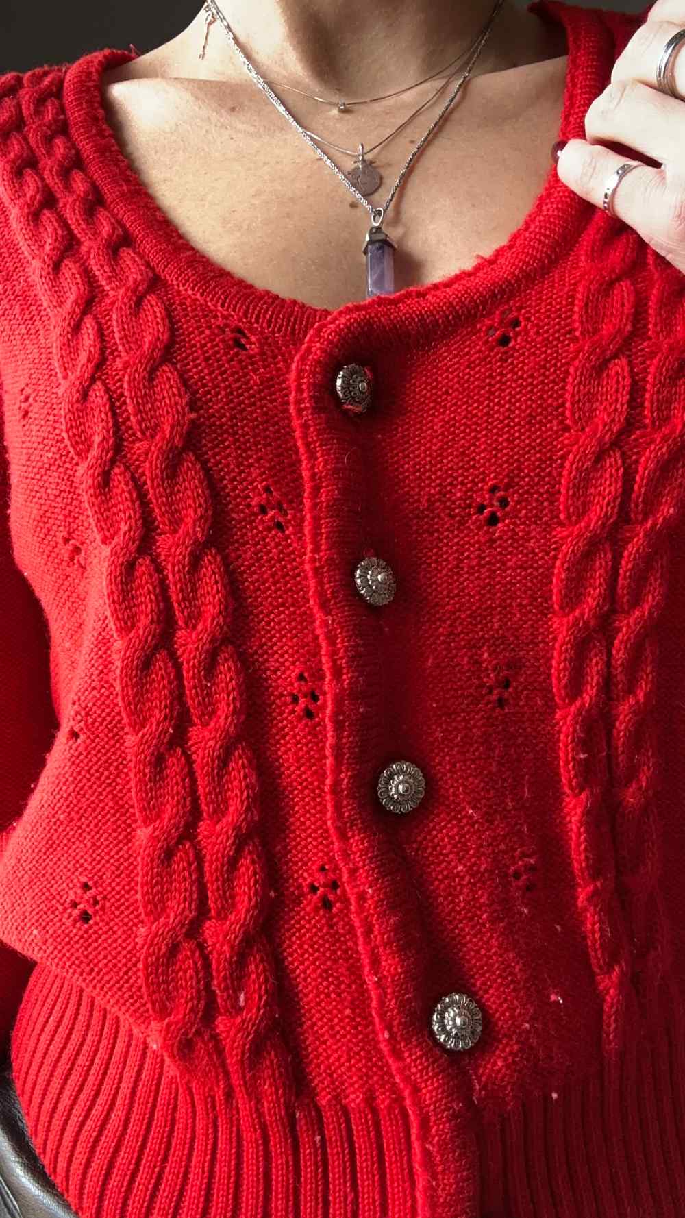 Cardigan rosso crop