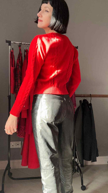 Cardigan rosso crop