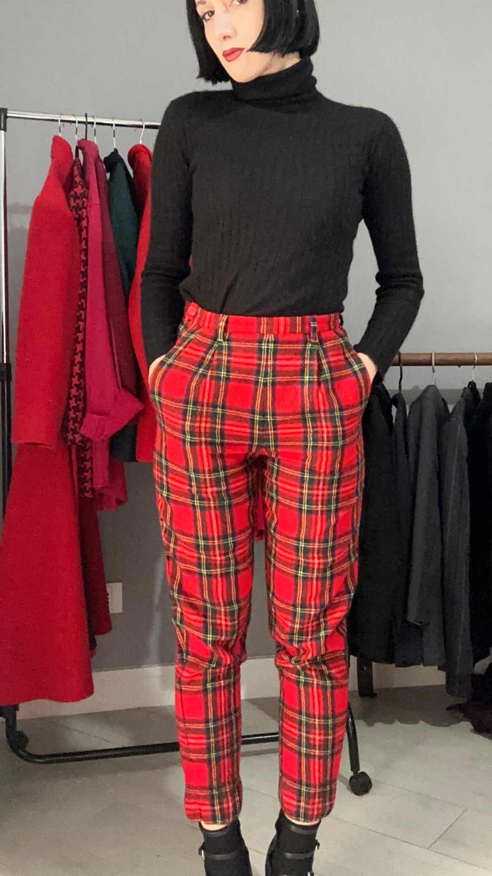 Pantalone tartan rosso