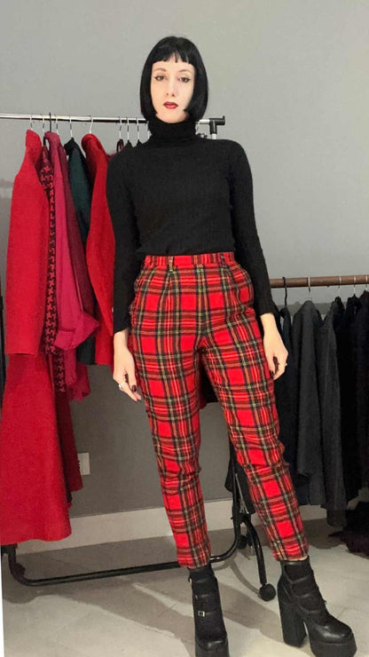 Pantalone tartan rosso