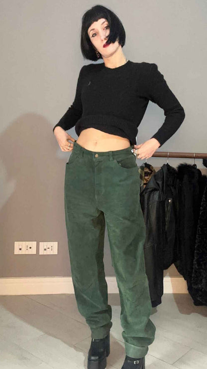 Pantalone vera pelle verde