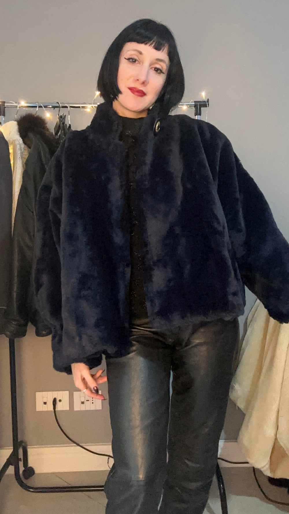 Pelliccia sintetica blu