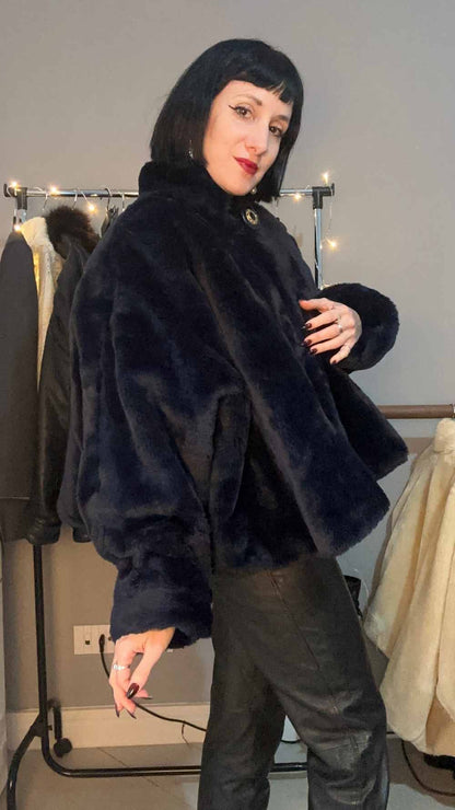 Pelliccia sintetica blu