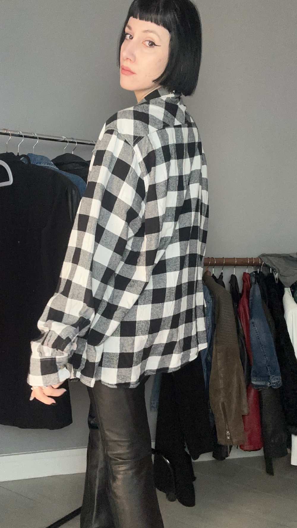 Camicia a quadri bianca e nera