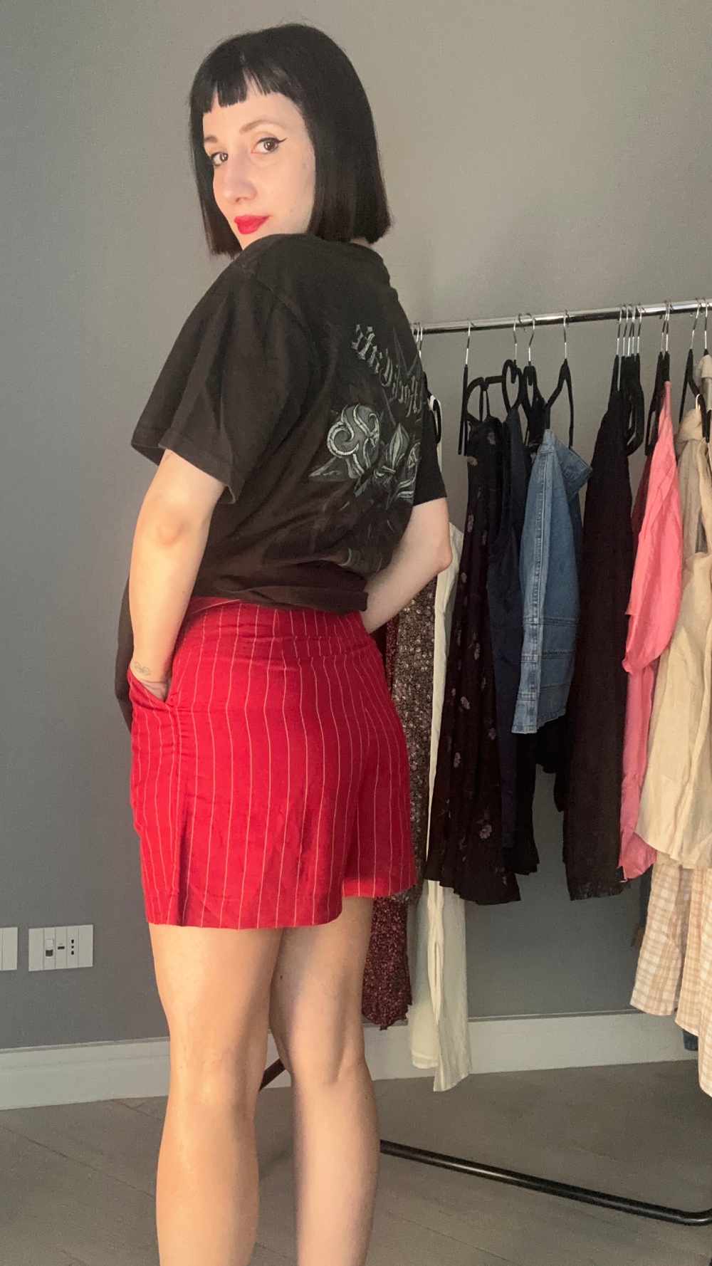 Shorts gessato rosso