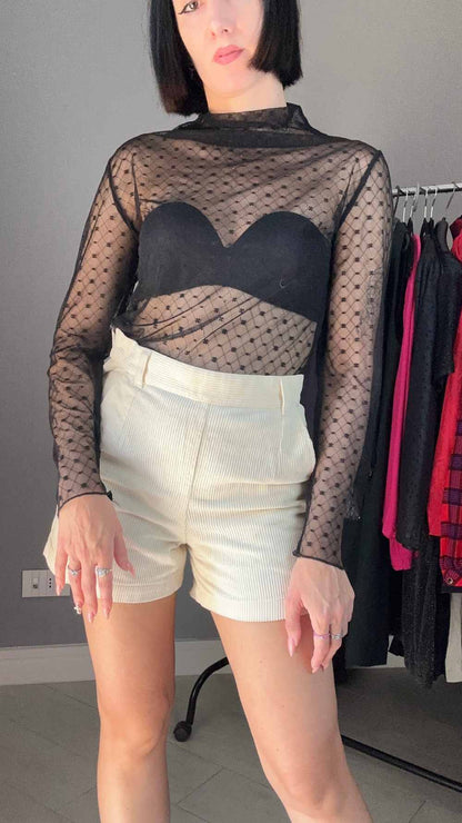 Shorts white velvet