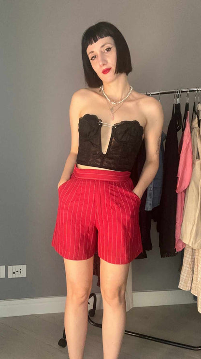 Shorts gessato rosso