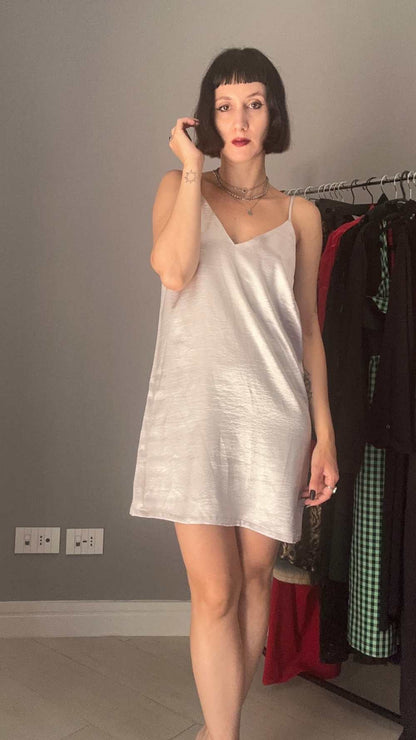 Silver slip dress