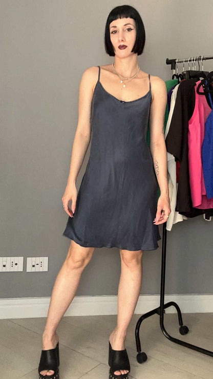 Greyblue silk slip dress