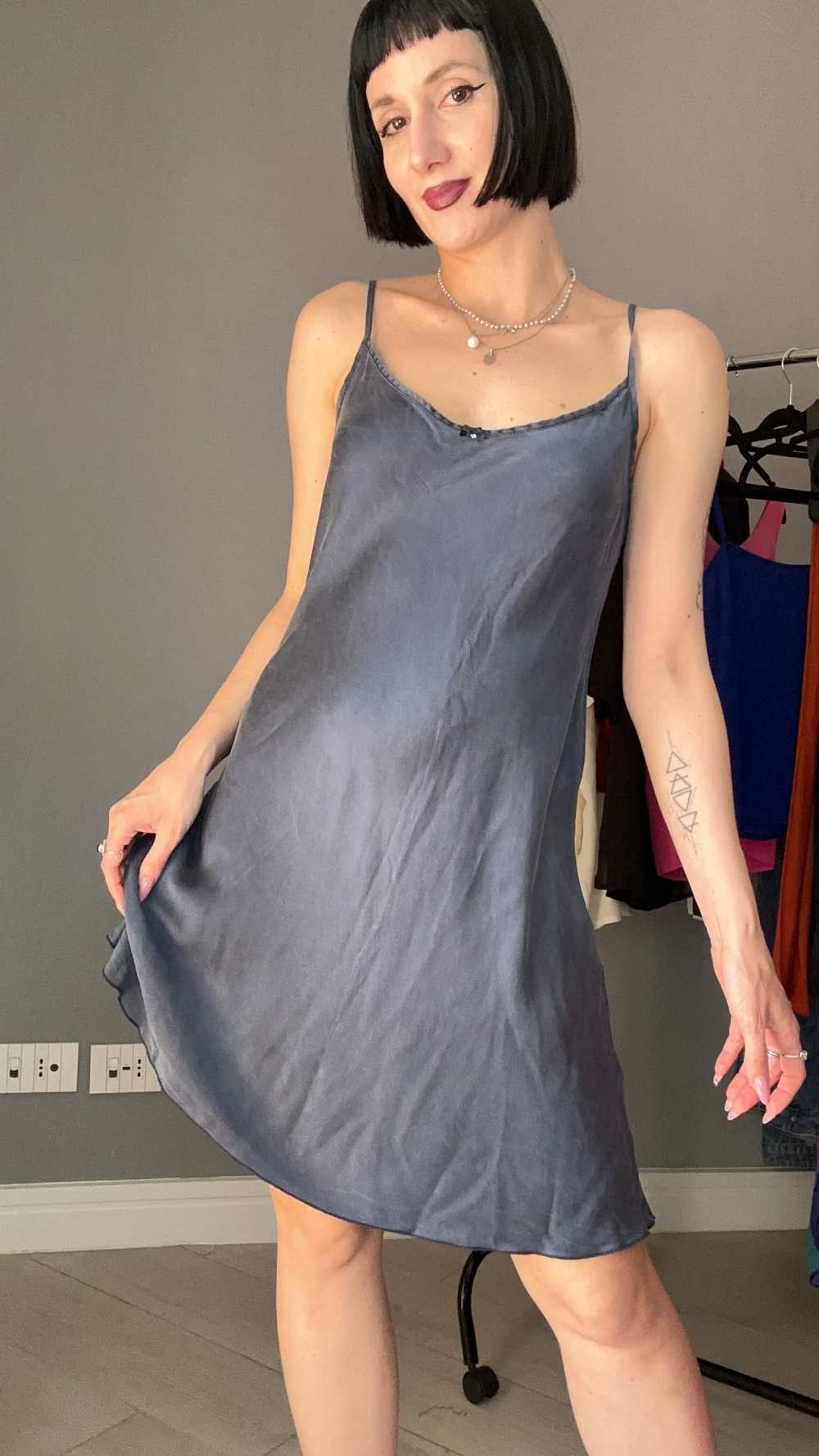 Greyblue silk slip dress