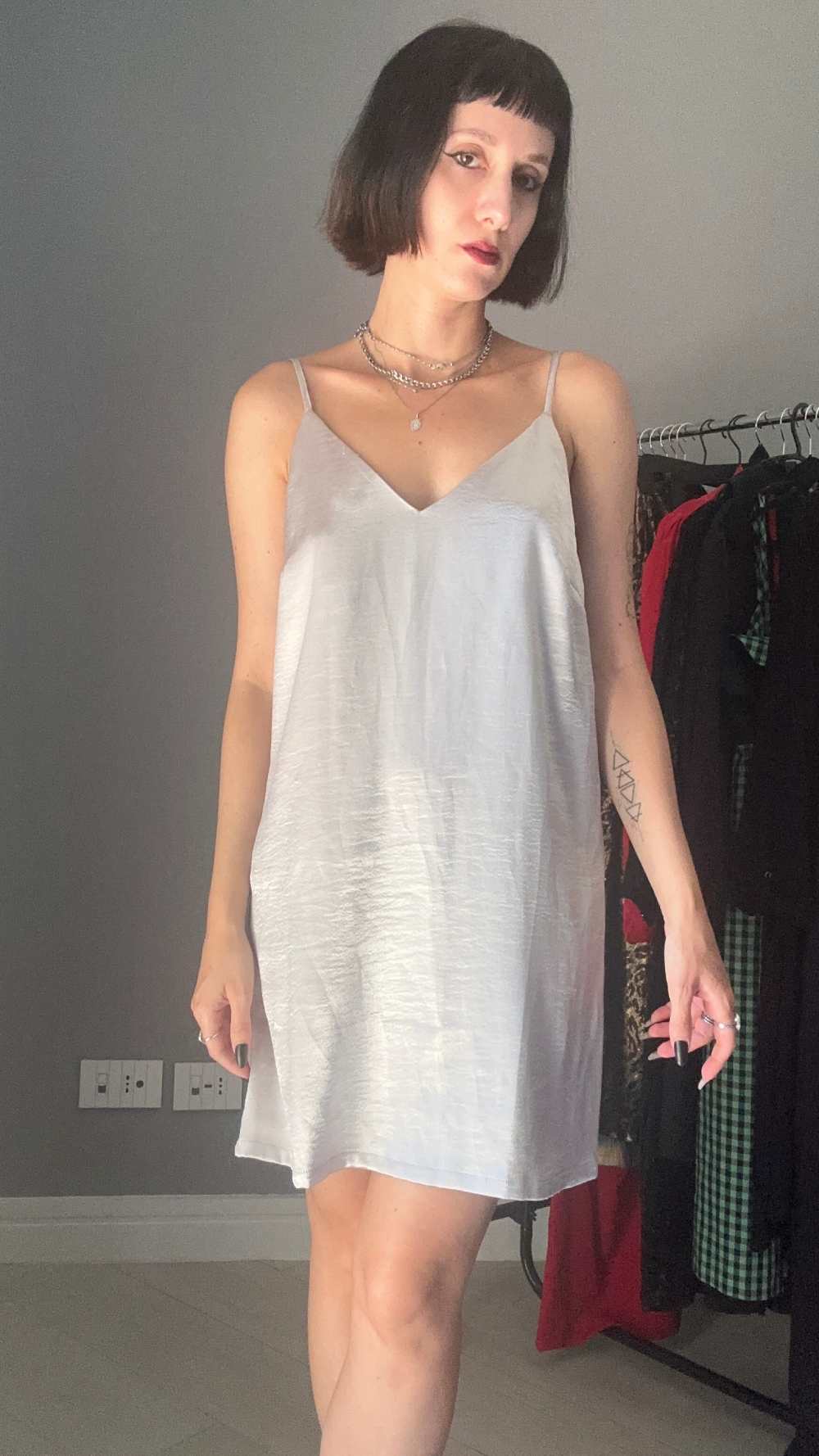 Silver slip dress