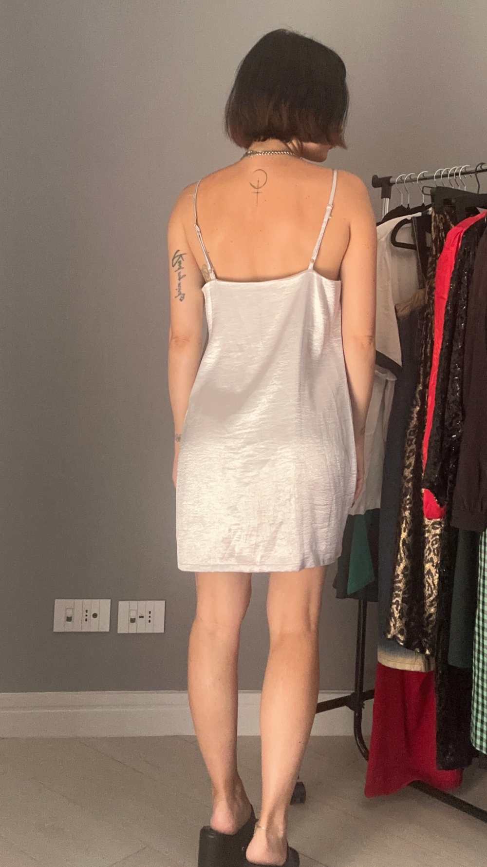 Silver slip dress