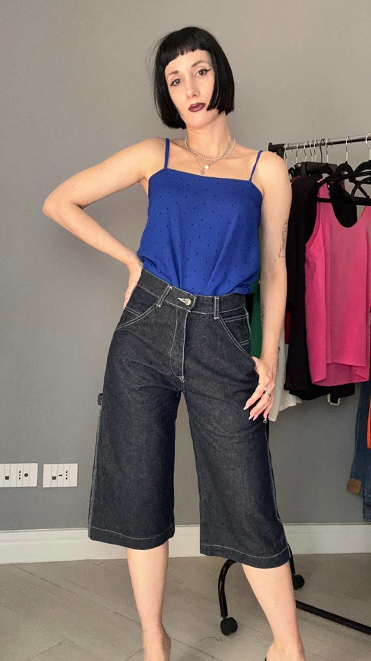 Top in seta blu