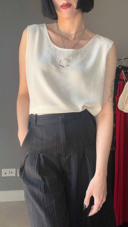 Top seta bianco