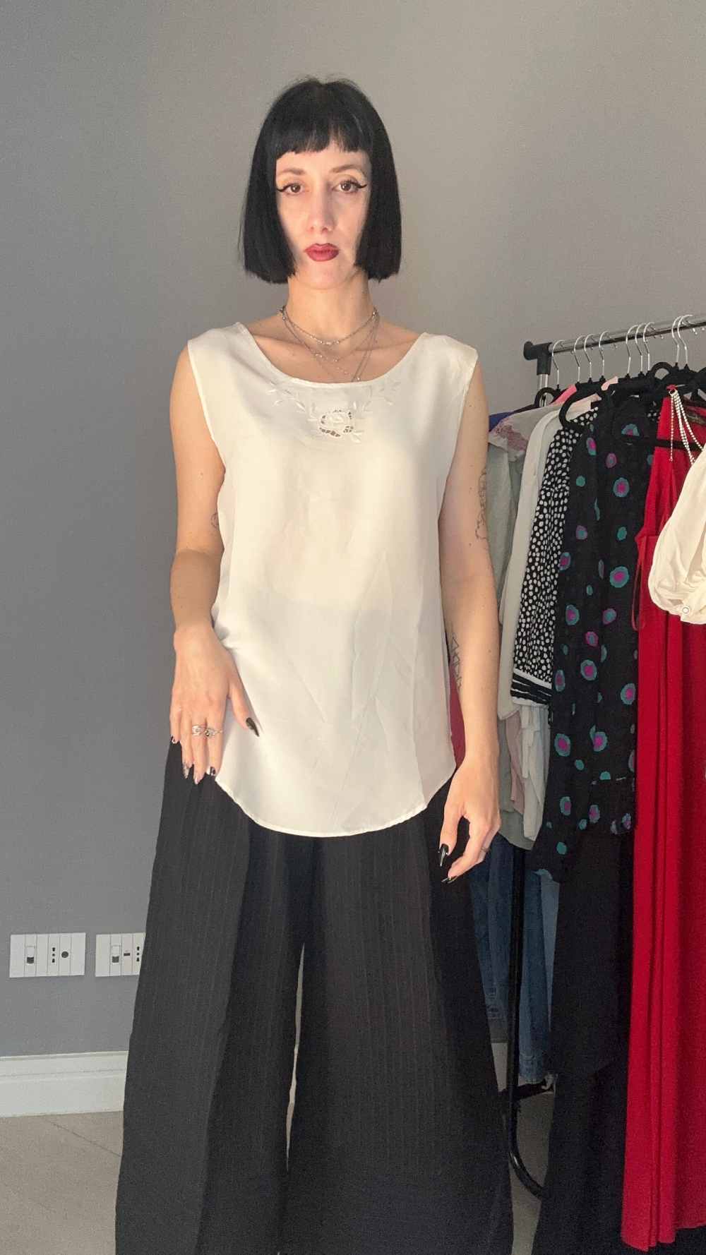 Top seta bianco